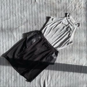 Ribbed grey highneck bodysuit